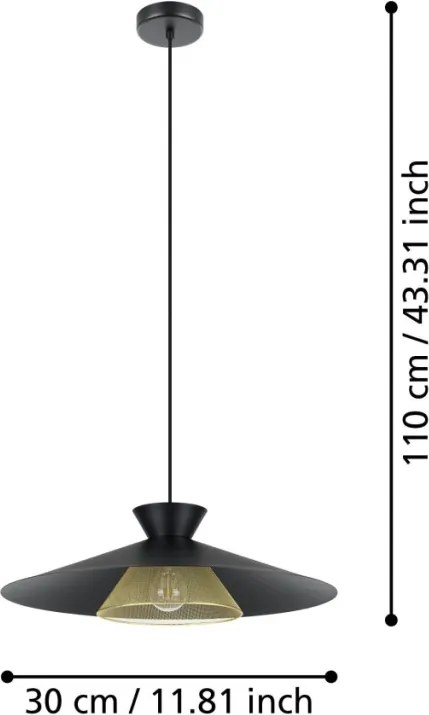 EGLO 43885 GRIZEDALE Egyágú Függesztett Lámpa Fém E27 IP20