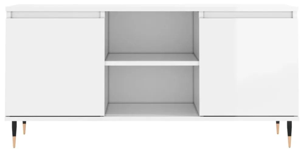 fehér magasfényű szerelt fa TV-szekrény 104x35x50 cm