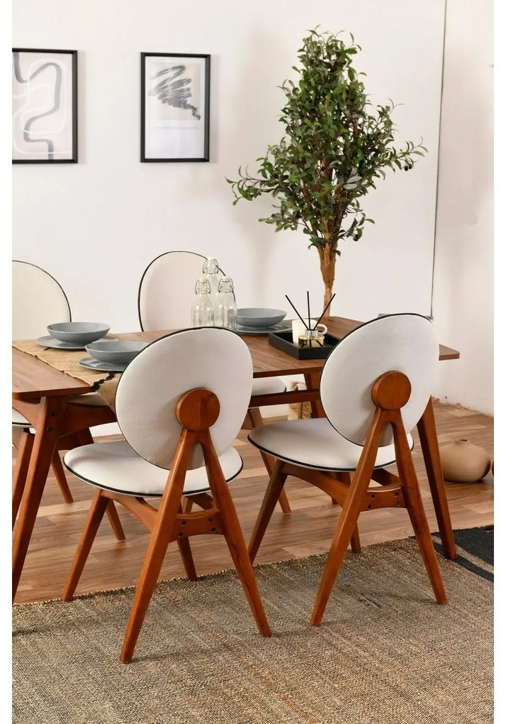 Touch Cream and Walnut étkezőszék szett, 2 db