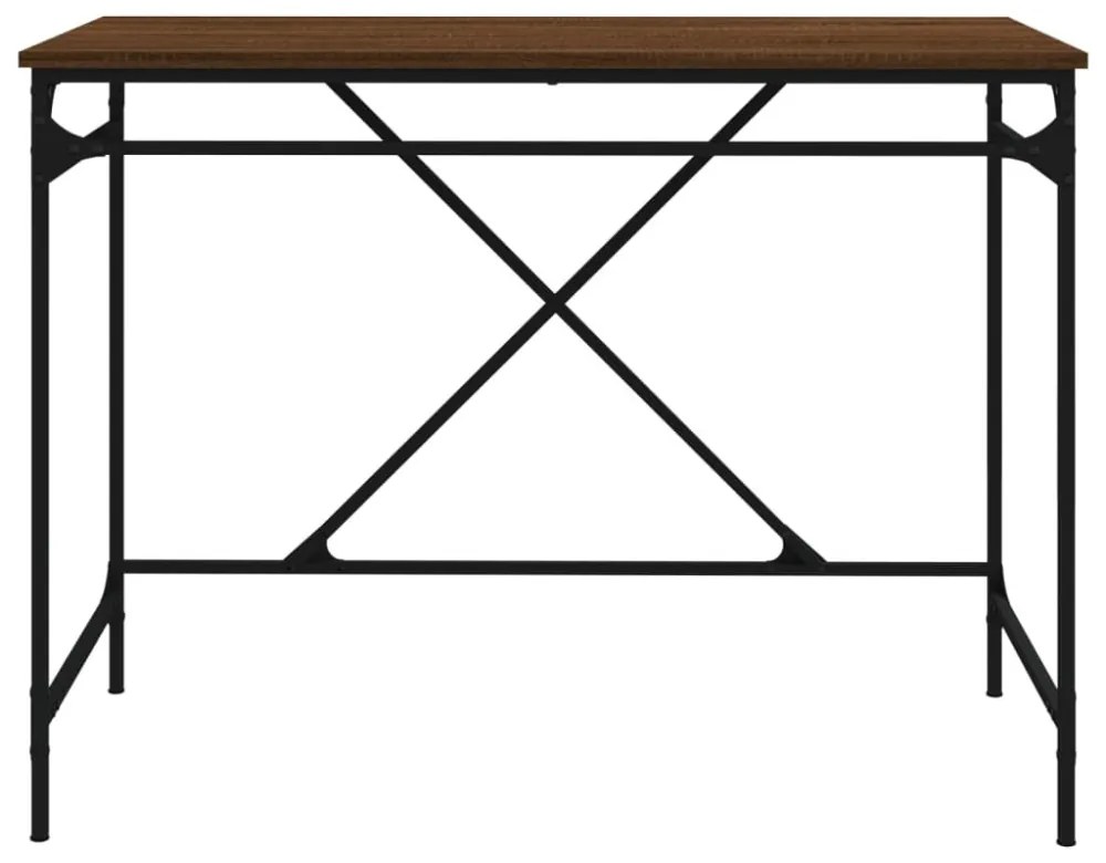 barna tölgyszínű szerelt fa és vas íróasztal 100x50x75 cm