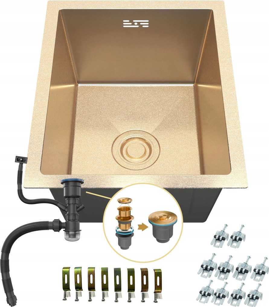 Egymedencés Mosogató Arany Gold Pvd 37x45x22cm