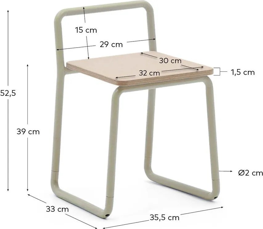 Bézs fém gyerek szék Tinn – Kave Home