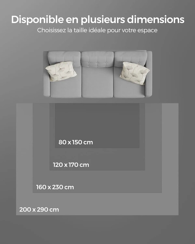 Csúszásmentes szőnyeg, szőnyeg mosógépben mosható 160 x 230 cm, antracitszürke