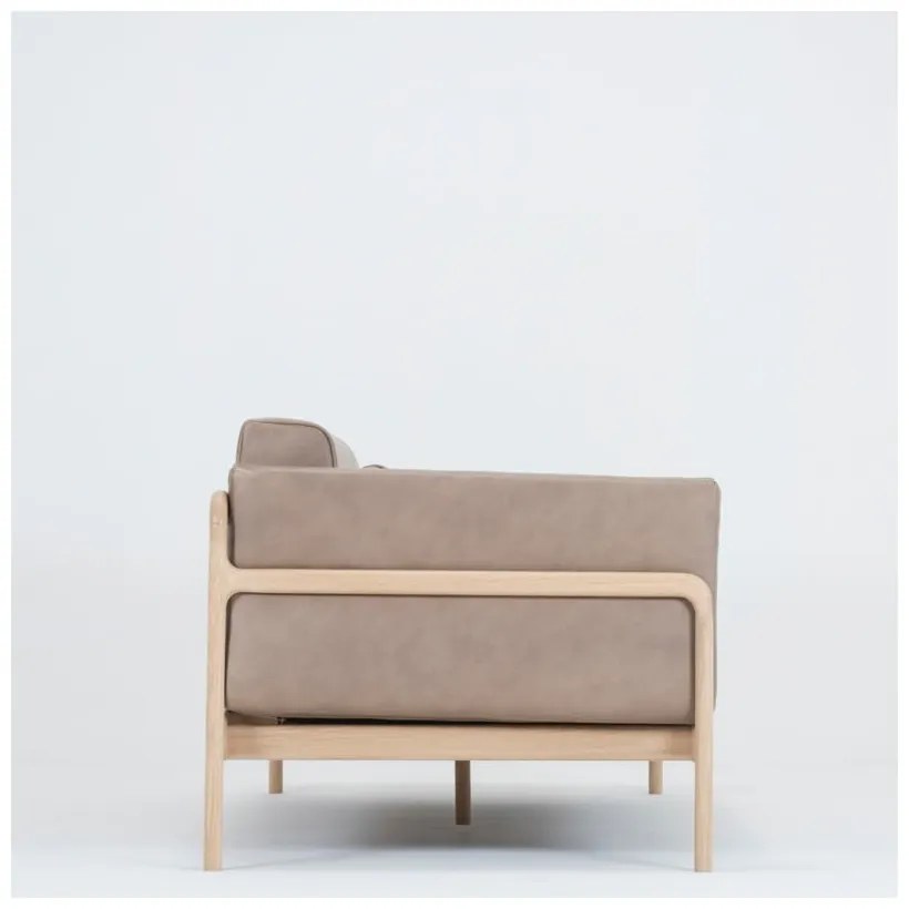 Fawn világosbarna kanapé bivalybőrből, tömör tölgyfa szerkezettel, 180 cm - Gazzda