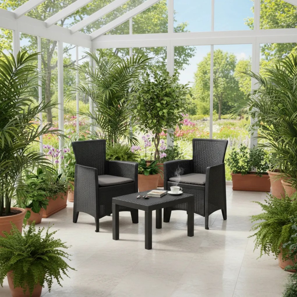 Kerti garnitúra FOREST, 3 részes, antracit színben I.P.A.E-Progarden