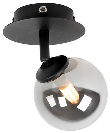 Rusztikus spotlámpa fekete állítható füstüveggel - Athén