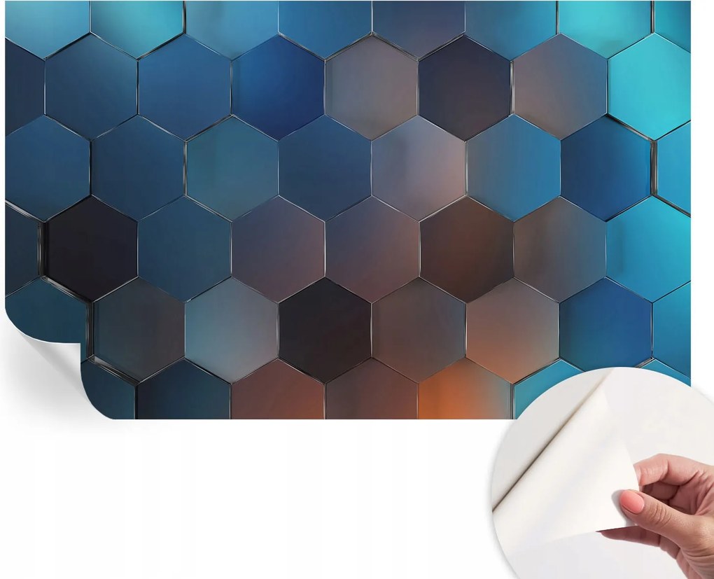 Fotótapéta Öntapadós tapéta a szobába Kék hexagonok 416x254 cm