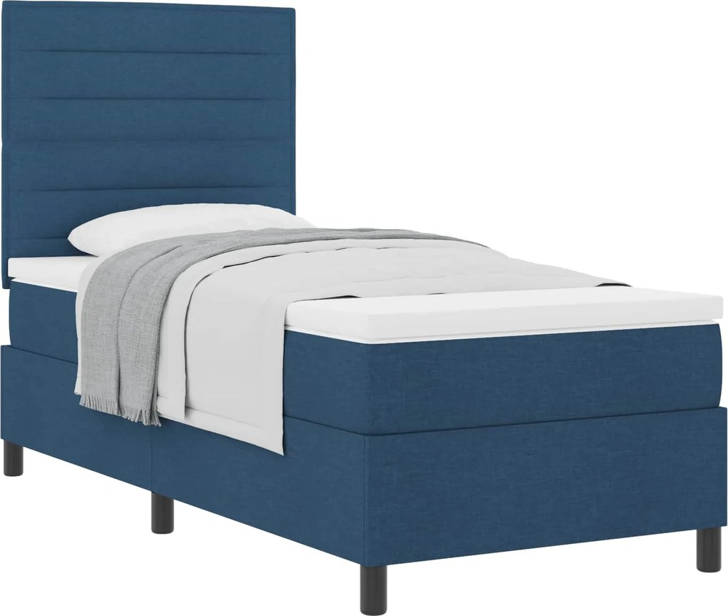 vidaXL Boxrugós ágy matracmal fejtámlával Kék 80 x 200 cm szövet