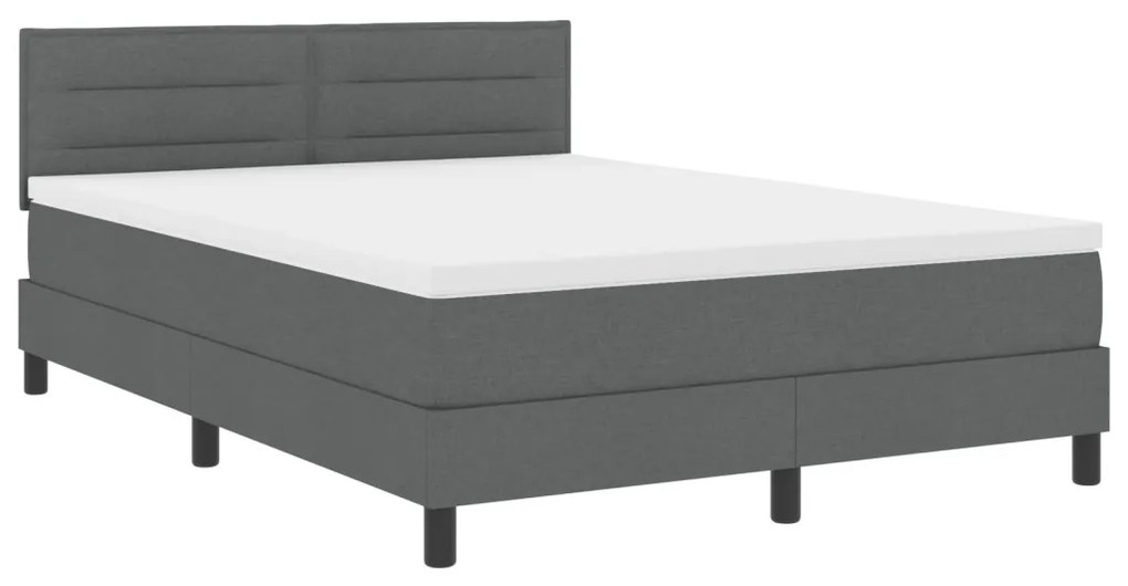 Boxspring Ágy Matrac &amp; LED Sötétszürke 140x200 cm Szövet