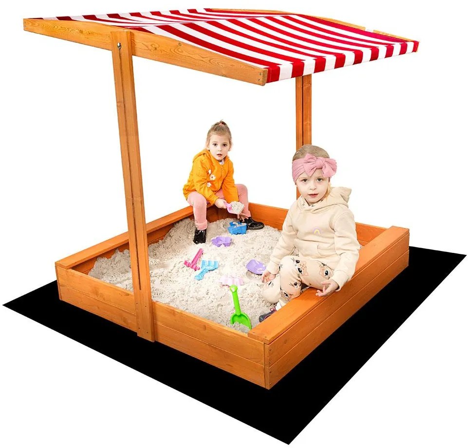 Tető a gyermek fa homokozóhoz Baby Mix 120x120 cm piros-fehér