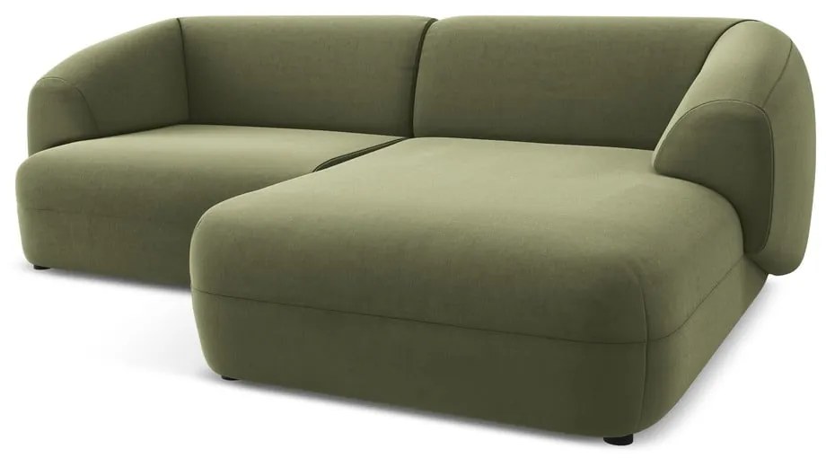 Zöld bársony sarokkanapé (jobb oldali) Moana – Makamii