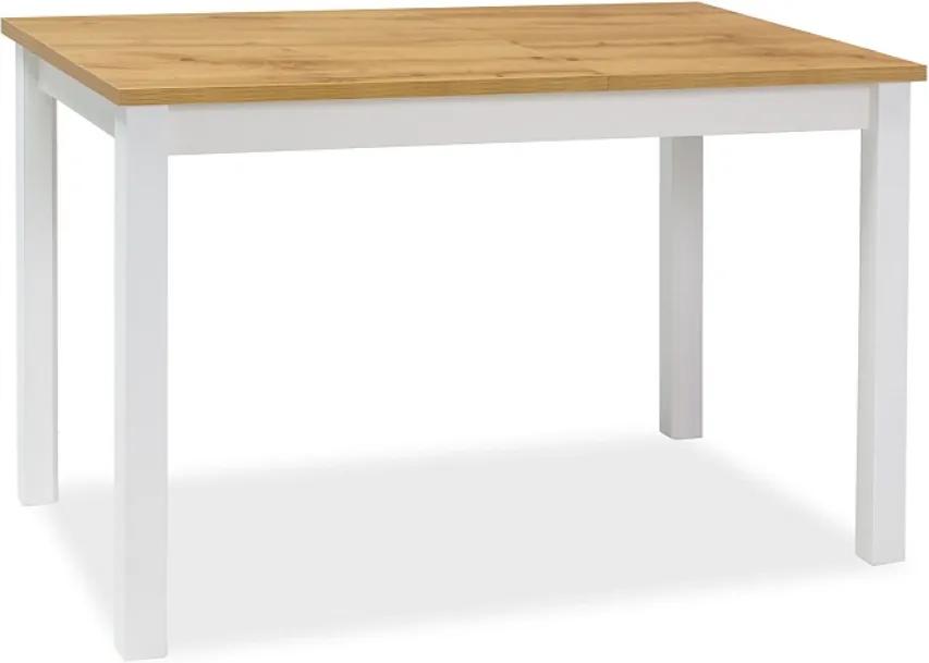 Bílý jídelní stůl s deskou v dekoru dub wotan ADAM 120x68