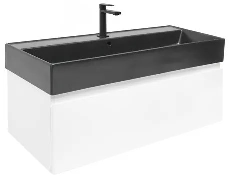 SAT B-WAY Fürdőszobaszekrény mosdóval 99x30x45 cm fehér fényes BWAY100WU2BB