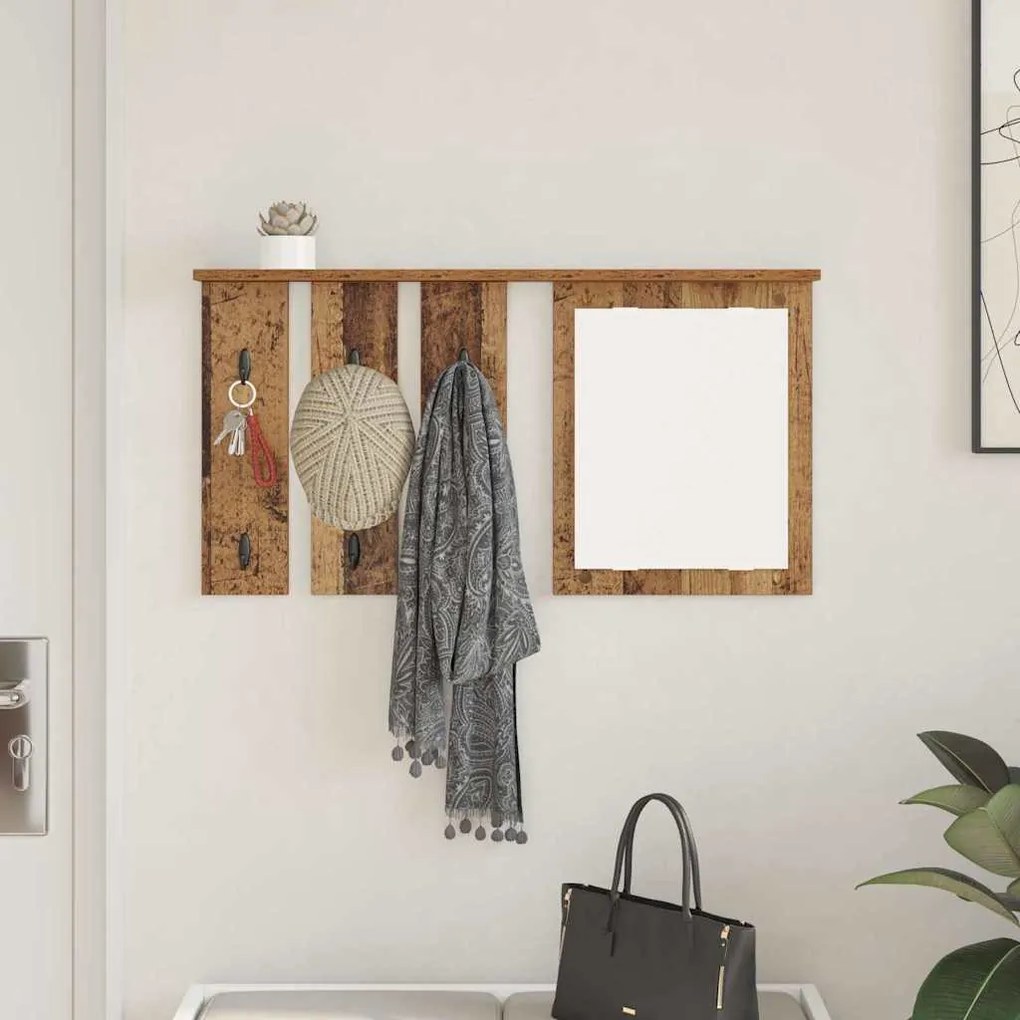Fali Kabáthorog polcokkal Régi fa 85 x 10 x 45 cm Faanyag