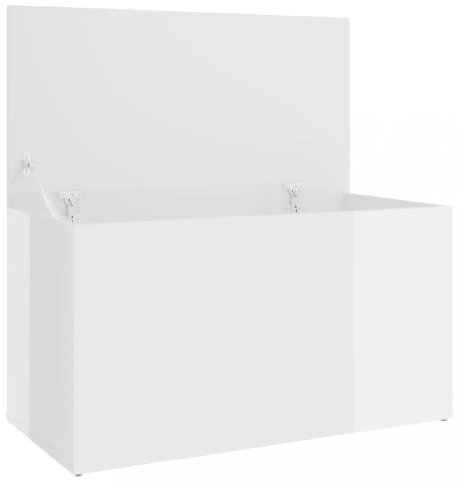 magasfényű fehér szerelt fa tárolóláda 84 x 42 x 46 cm