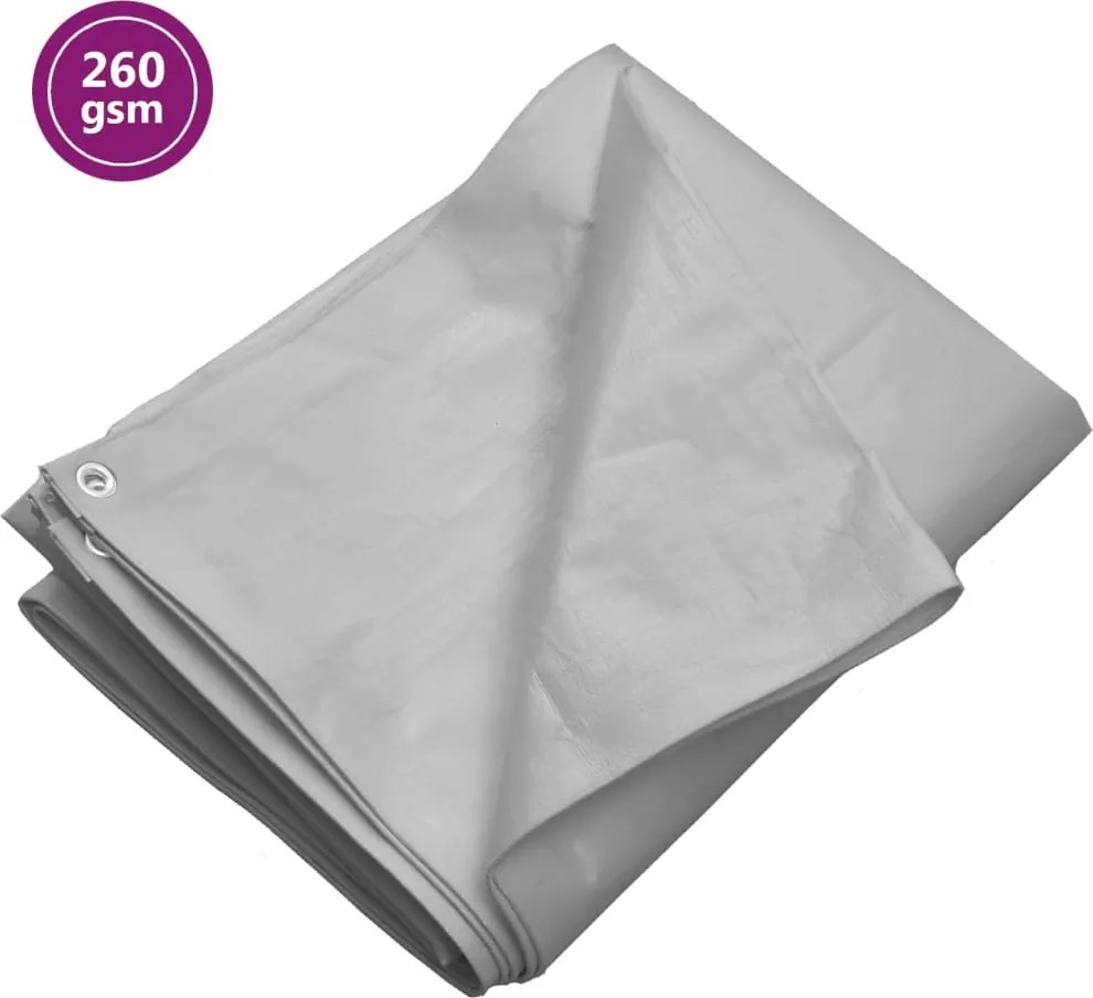 vidaXL szürke HDPE takaróponyva 260 g/m² 6 x 8 m