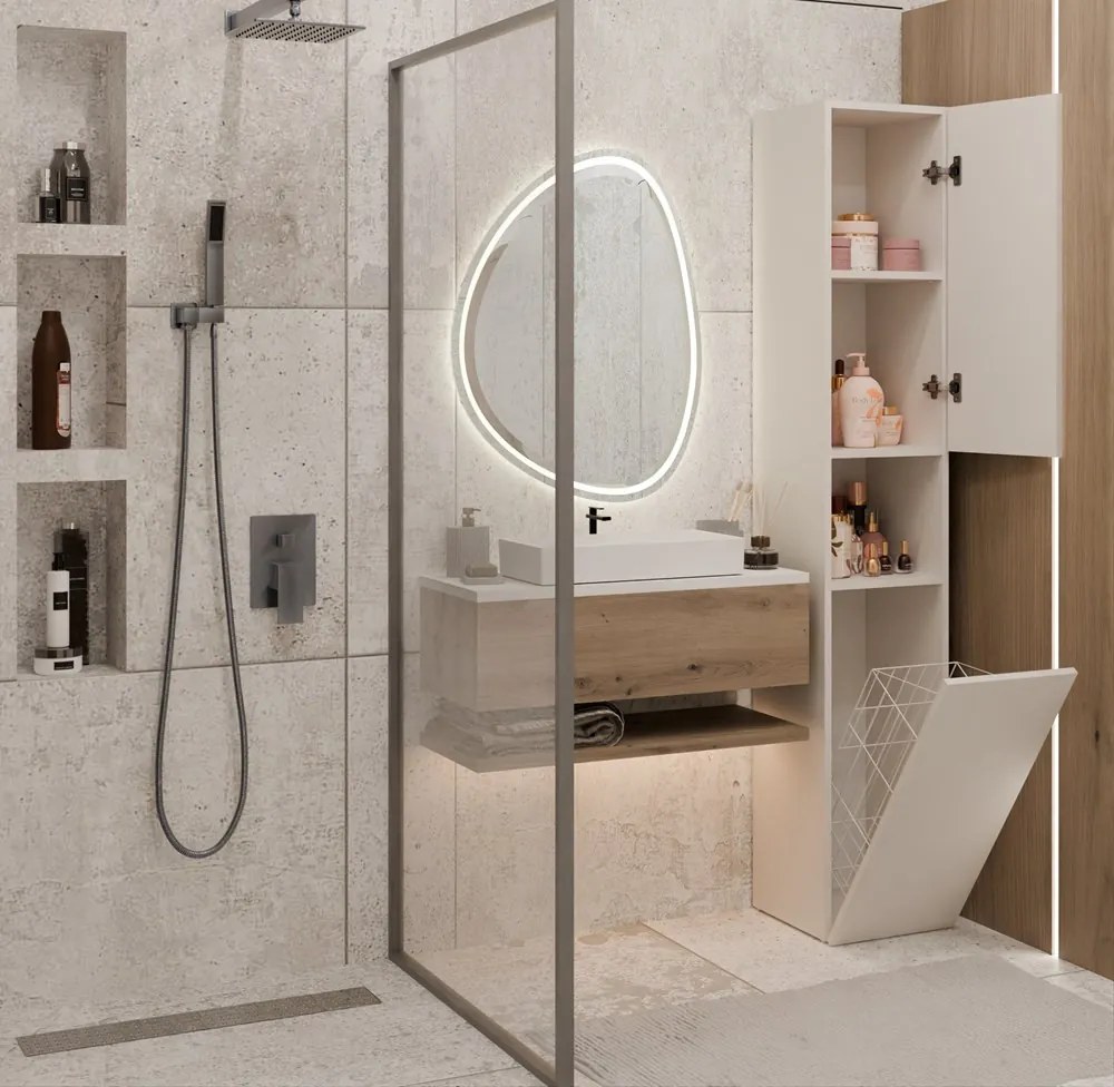 Kashar Nel III fürdőszoba szekrény, 31x174x30 cm, kasmír