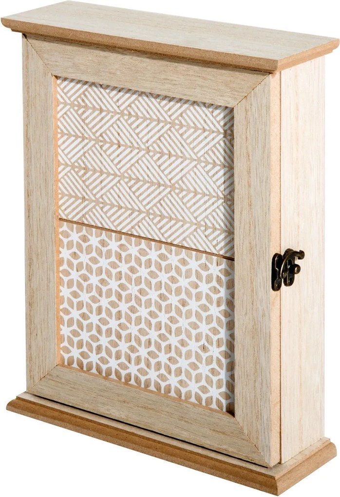 HOMCOM Vintage Stílusú 6-Horog Kulcstartó Szekrény Falra Szerelhető Fa Kulcstartó Doboz 20x6,5x26,5 cm Természetes Fa | Aosom