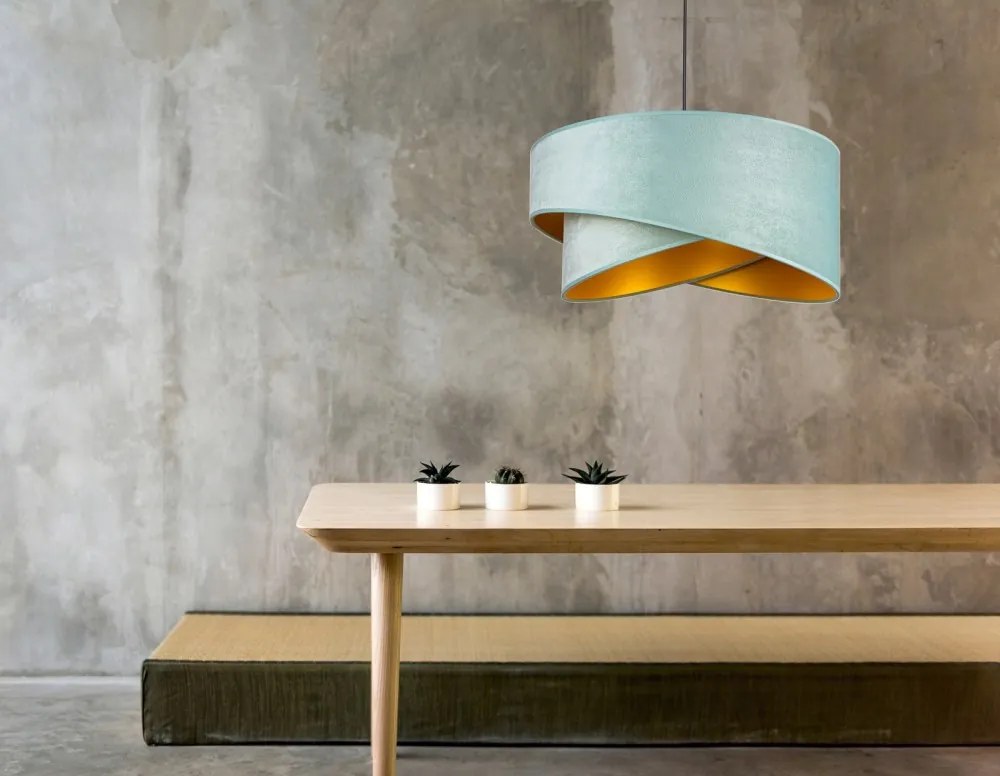 Menta színű textil búrás függőlámpa Glimex Abazur Premium 1xE27 GA0111