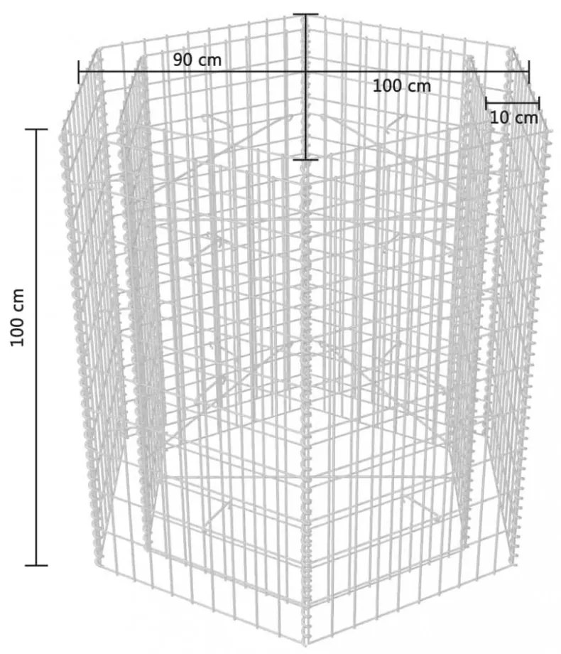 hatszögletű gabion magaságyás 100 x 90 x 100 cm