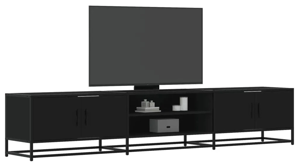 fekete szerelt fa TV-szekrény 210 x 35 x 41 cm