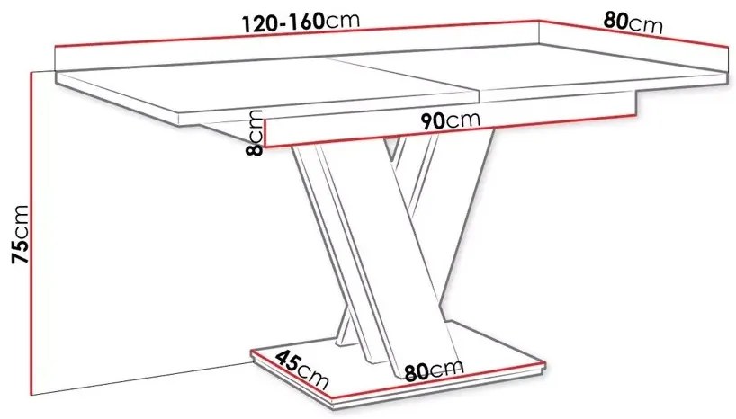 Masiv bővíthető étkezőasztal 4-6 személyes fehér/kőmintás