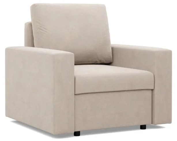 Zeus fotel, egyenes kartámasz, bársony, hab töltet, bézs