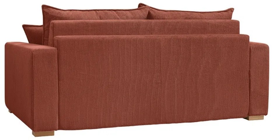 Téglavörös kordbársony kinyitható kanapé 225 cm Augustin – Bobochic Paris