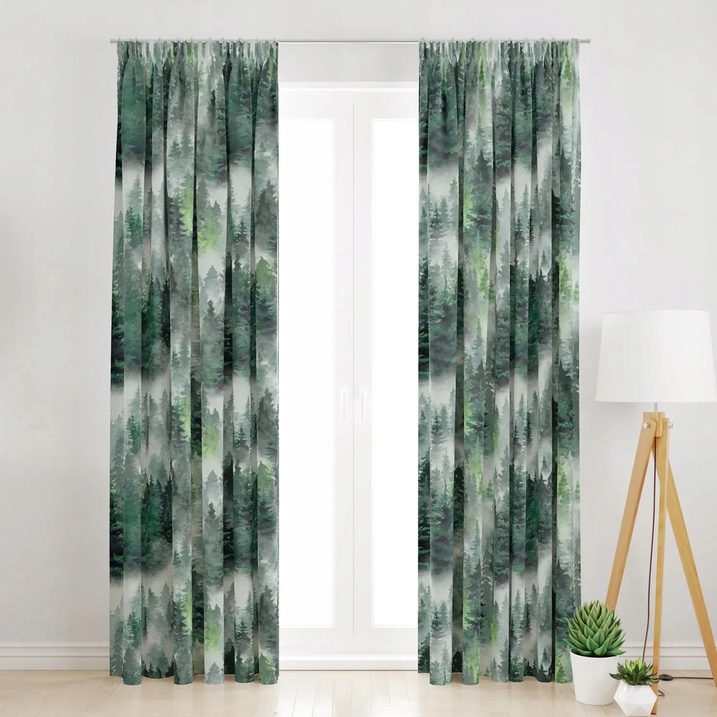 Karácsonyi Szalagfüggöny Karácsonyfákkal 145x200