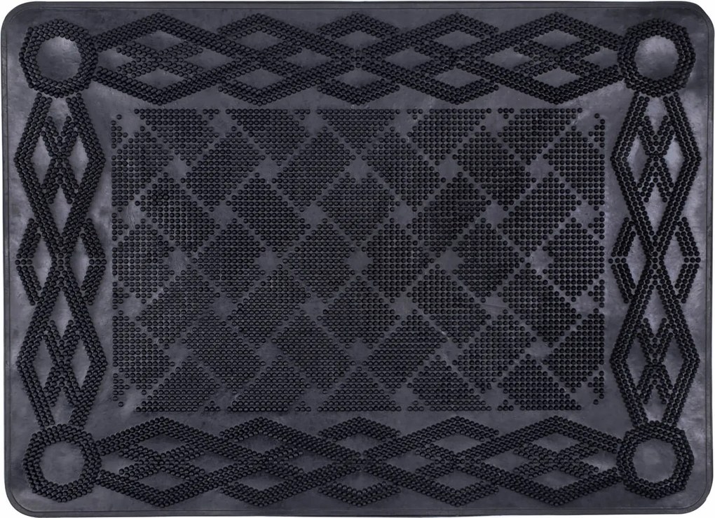 Lábtörlő ajtóhoz gumi téglalap alakú cikcakk 57 x 42 cm fekete sötét