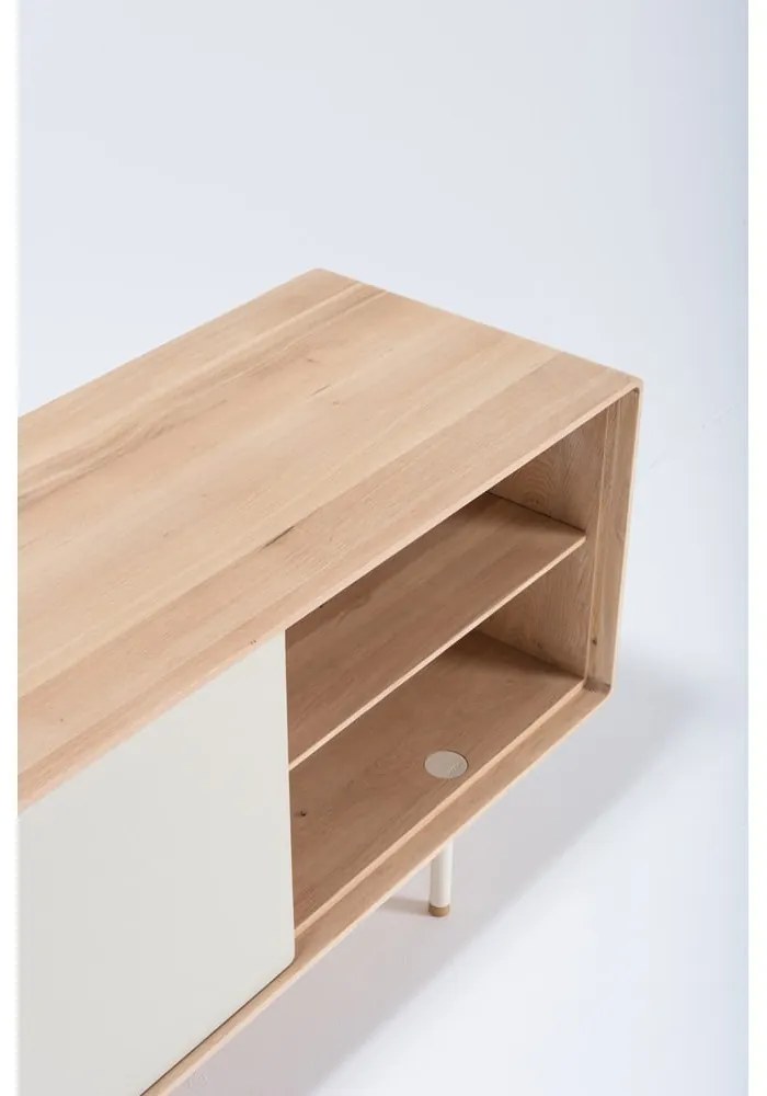 Fehér-natúr színű tölgyfa TV-állvány 180x64 cm Fina – Gazzda