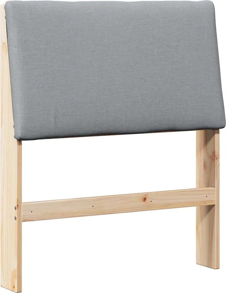 vidaXL Kárpitozott fejtámla Világosszürke 80 cm Tömör fenyőfa