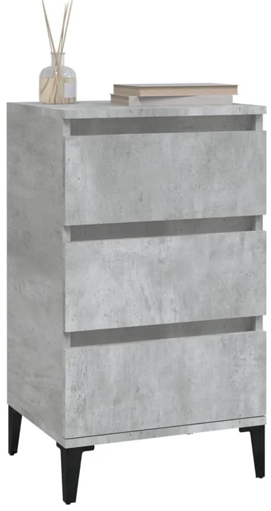 Betonszürke szerelt fa éjjeliszekrény 40x35x70 cm