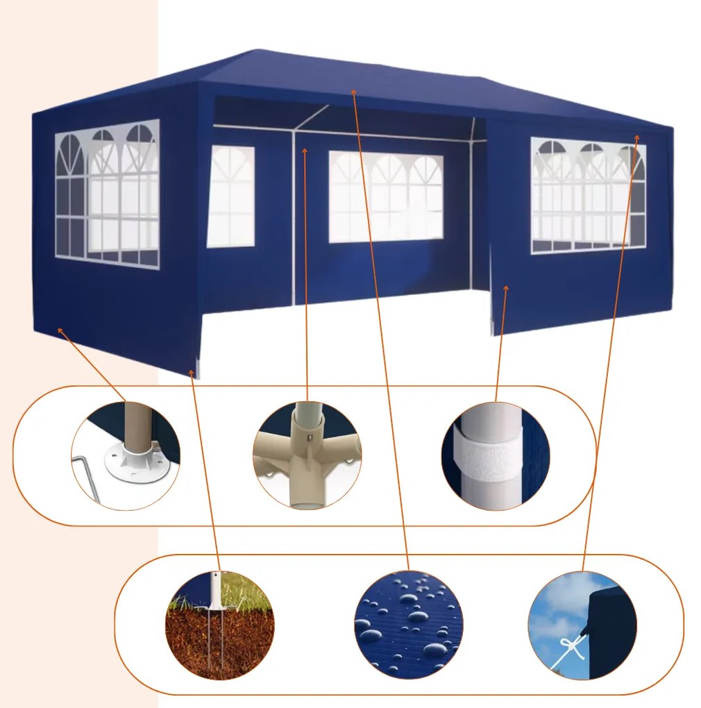 NEAPOL rendezvénysátor, 3x6m, kék Jurhan