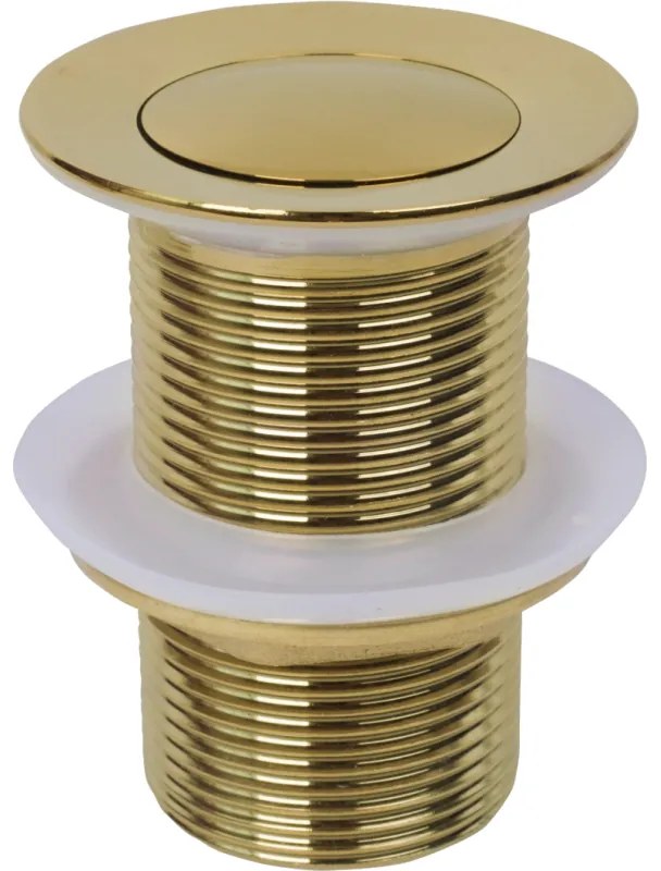 Mexen zárható mosdó lefolyó kör, ClickClack, kis dugó, túlfolyó nélkül, Arany, 79915-50