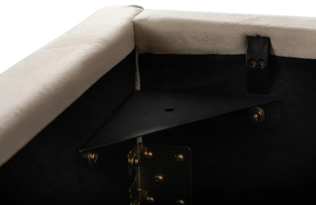 Bézs Bársony Franciaágy Ágyneműtartóval. 160x200 HAGA