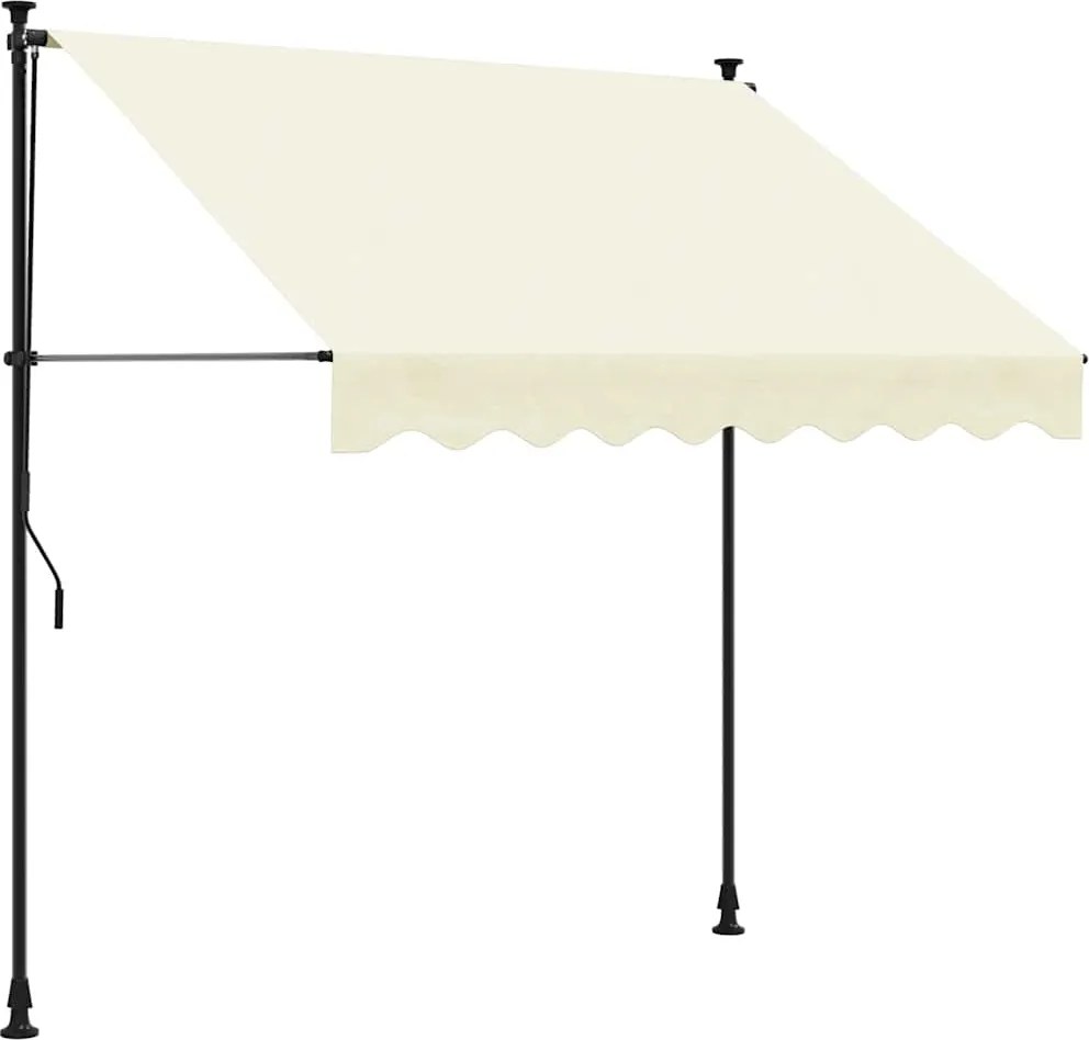 vidaXL krémszínű szövet és acél feltekerhető napellenző 250 x 150 cm