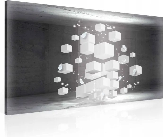 Vászonkép 100x75 kocka 3D absztrakt tér fényárnyék geometria mélység