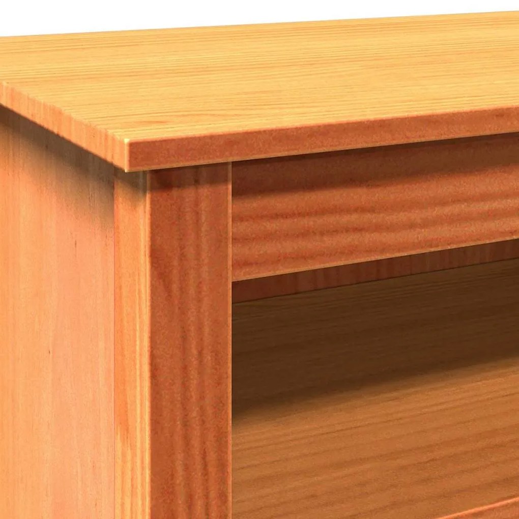 Cipőpad polcokkal Viaszbarna 110 x 38 x 45.5 cm Tömör fenyőfa