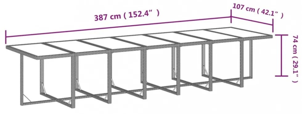 19 részes szürke polyrattan kerti étkezőgarnitúra párnákkal
