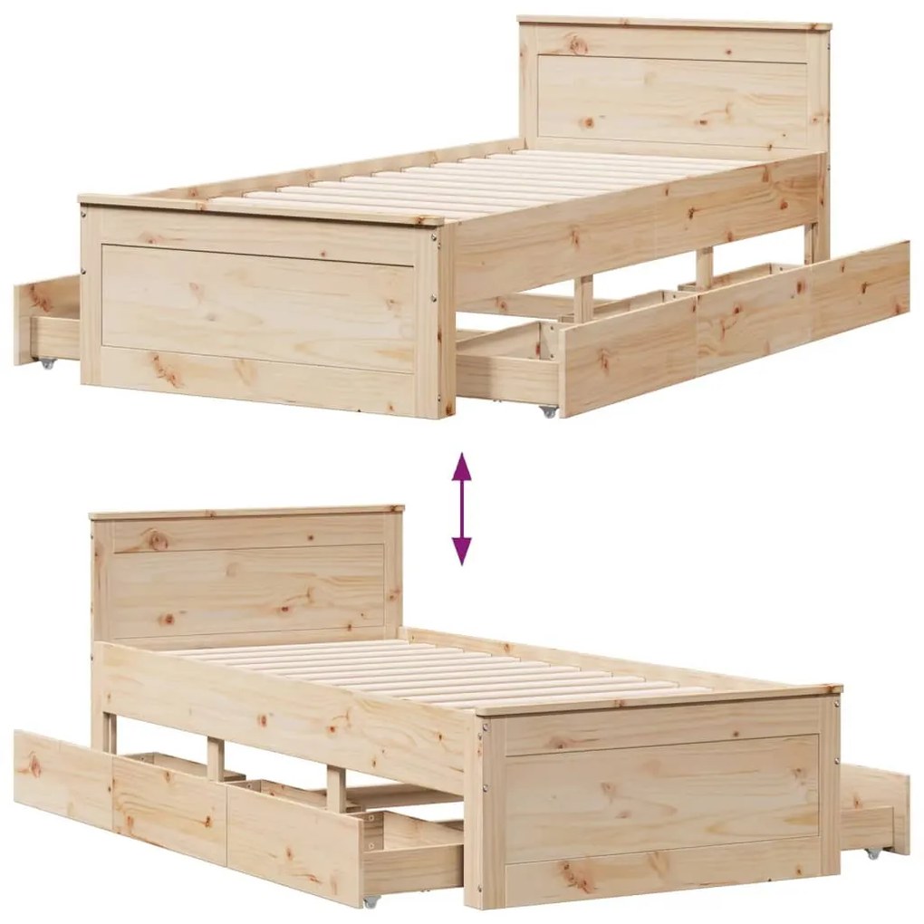 tömör fenyőfa ágy matrac nélkül fejtámlával 90 x 200 cm