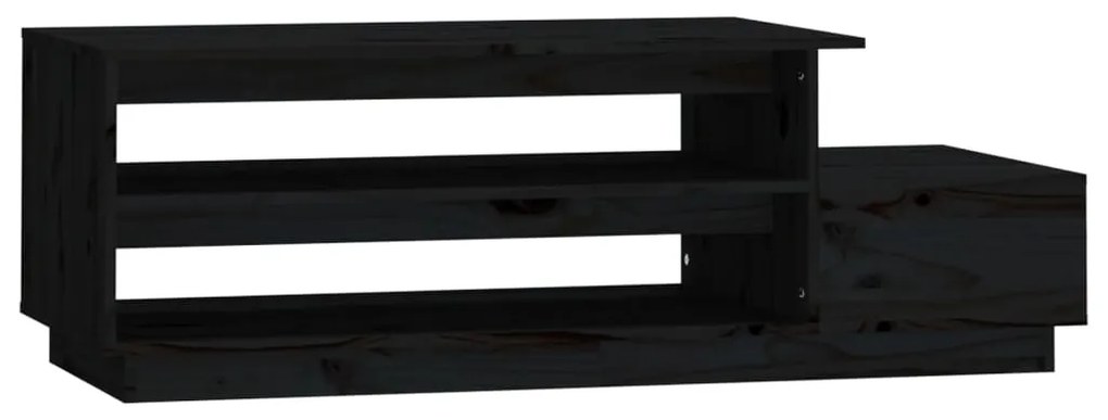 Fekete tömör fenyőfa dohányzóasztal 120 x 50 x 40,5 cm