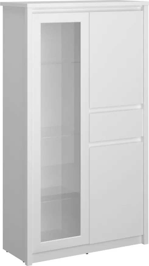Alacsony vitrin 2D1W1S, fehér, ERODIN