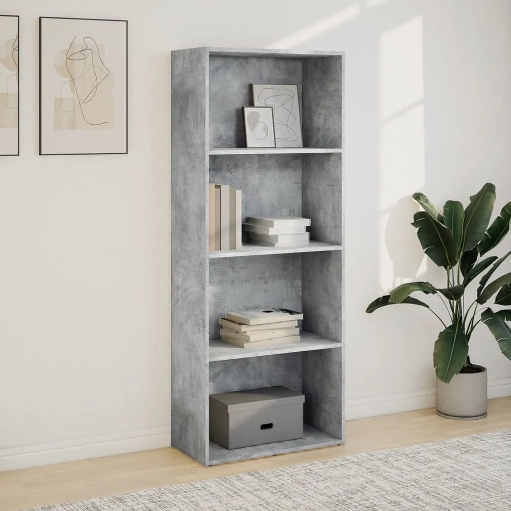 betonszürke szerelt fa könyvespolc 60 x 30 x 152 cm