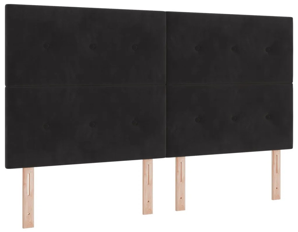 Boxspring Ágy Matrac Kárpit Fekete Szuper Király Bársonyos