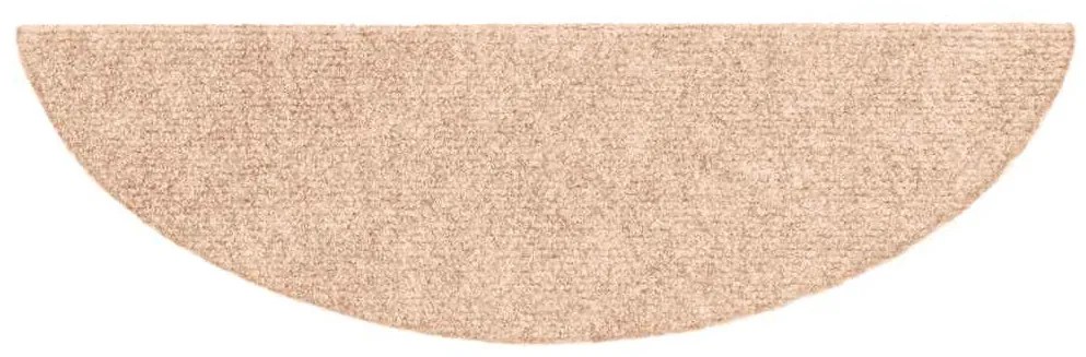 20 db öntapadós lépcsőszőnyeg, világosbarna, félkör alakú, 56 x 17 x 3 cm