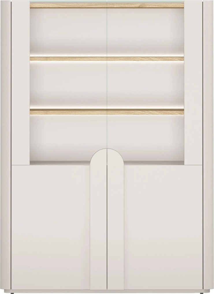 Amilio vitrines szekrény 100 cm kétszárnyú - kasmír / olajozott tölgy / kasmír fogantyúk