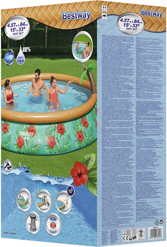 Bestway Fast Set Paradise Palms felfújható medenceszett 457 x 84 cm
