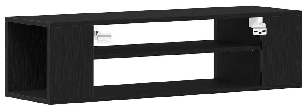Falra szerelhető TV szekrény, fekete tölgy, 100x30x26,5 cm, műgyanta