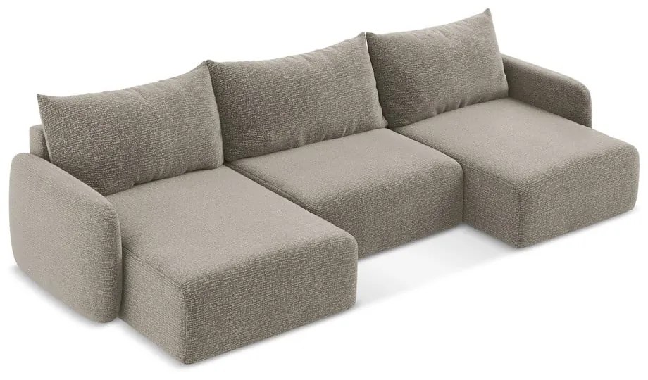 Bézs kinyitható-tárolóhelyes sarokkanapé Kalena – Makamii